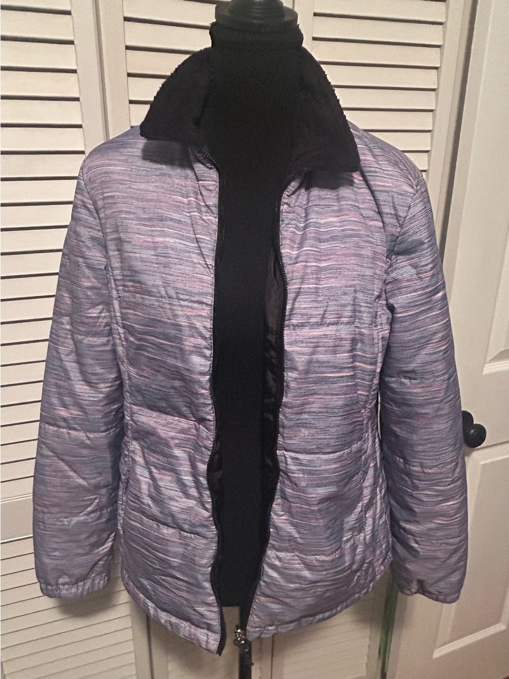 Light Pink Quilted Jacket with Black Trim